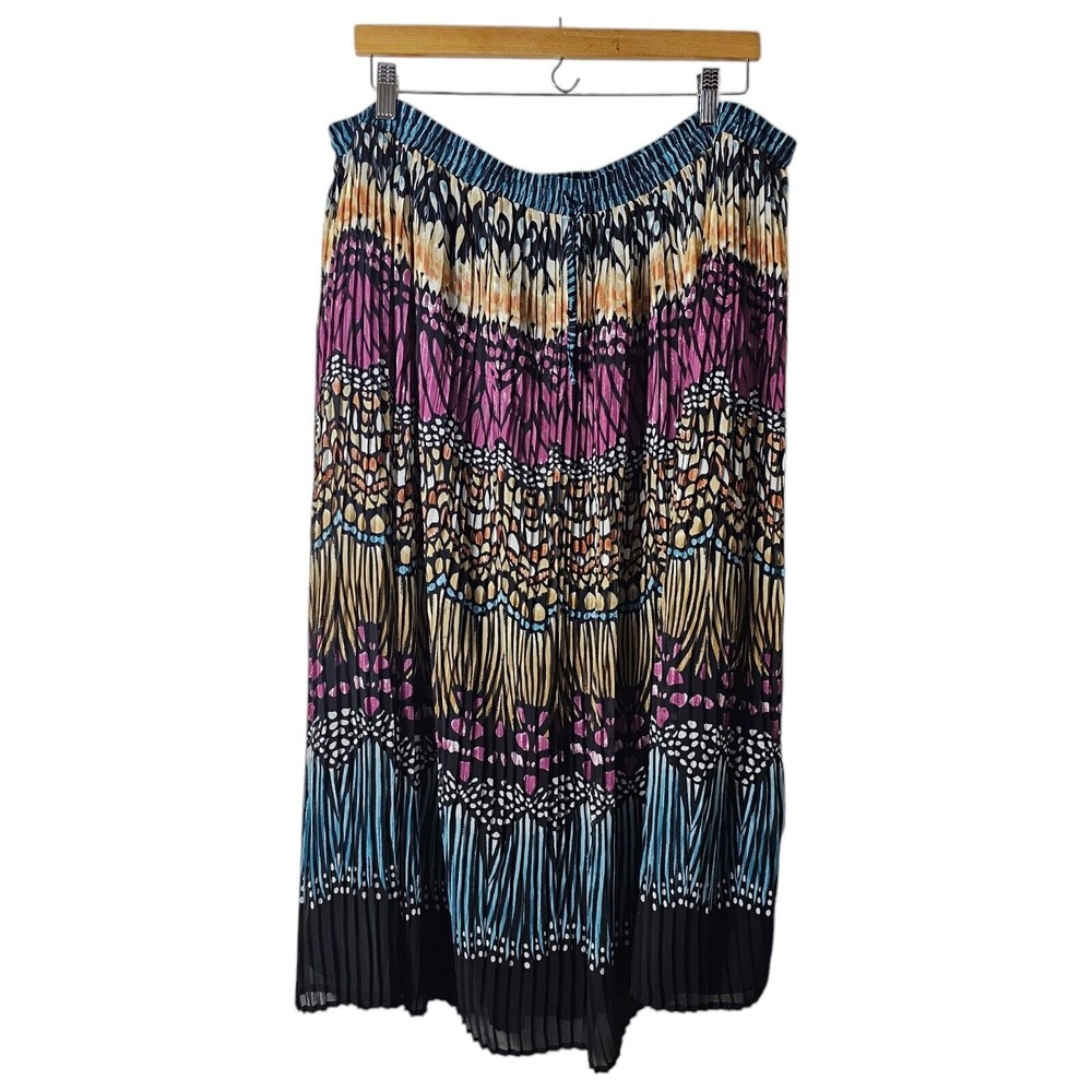 Alfred Dunner 20W Midi Skirt Butterfly Pull On‎ Elastic Waist Pleat Fairy Animal